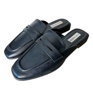 STEVE MADDEN New Black Slip On Mules Loafers Flats Almond Square Toe 39